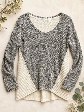 Anthro RD Style Grey Textured Knit Sweater Lightweight Pullover M